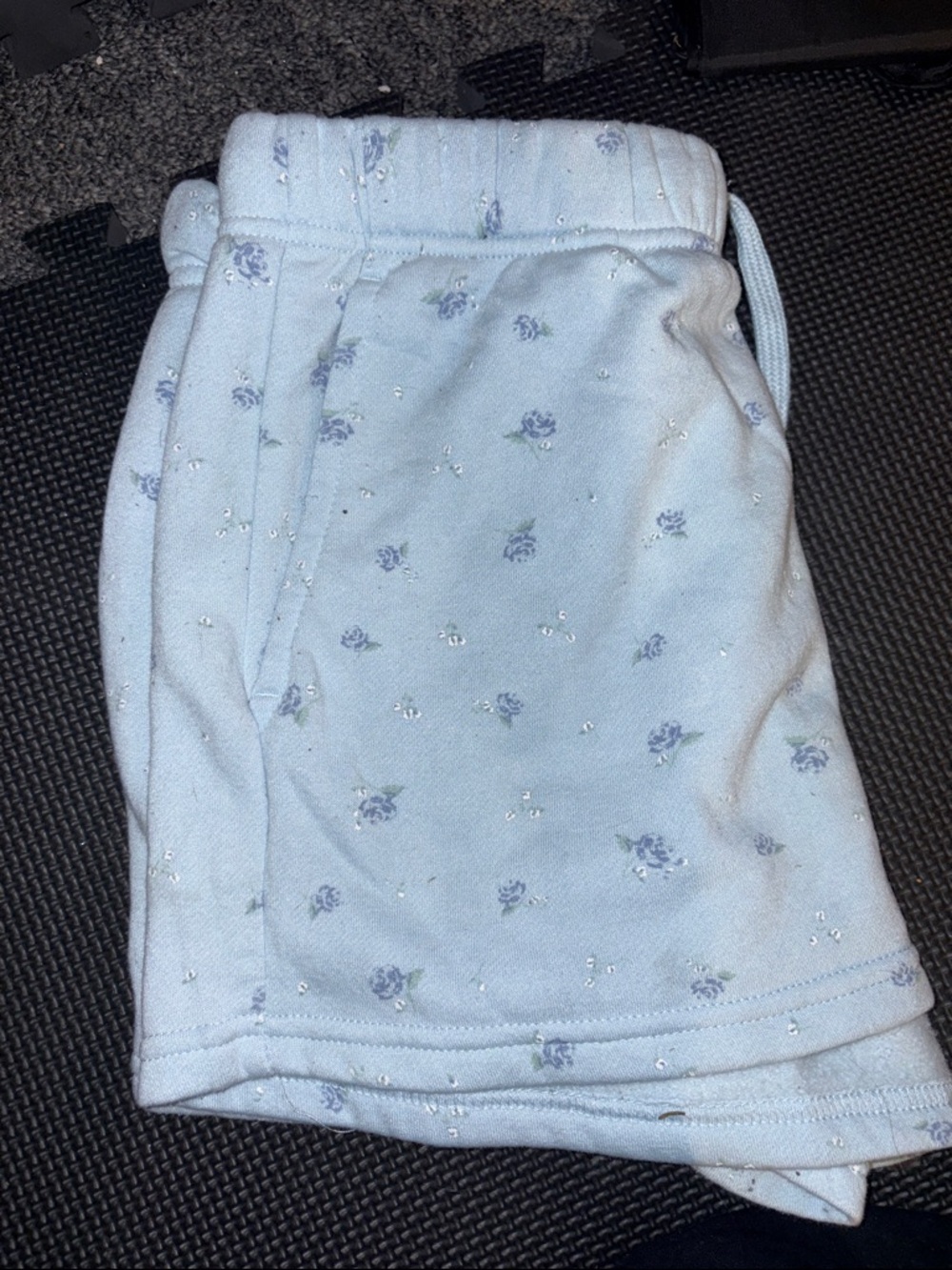 Light Blue Floral Mini Skirt with Subtle Sparkle